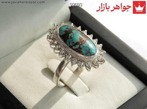 انگشتر نقره فیروزه نیشابوری خوش طرح زنانه - 92093