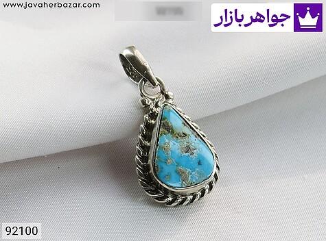 مدال فیروزه نیشابوری زنانه مدال نقره فیروزه نیشابوری طرح اشک زنانه - 92100