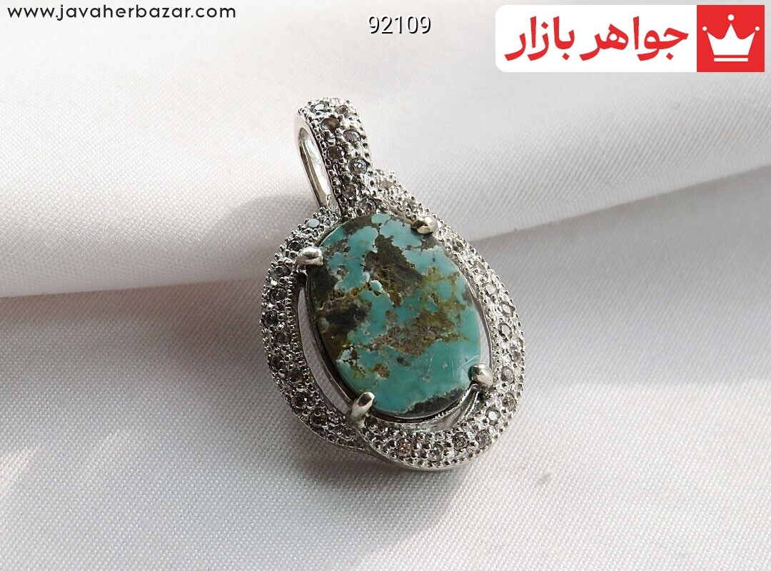 گردنبند نقره فیروزه نیشابوری طرح آرنیکا