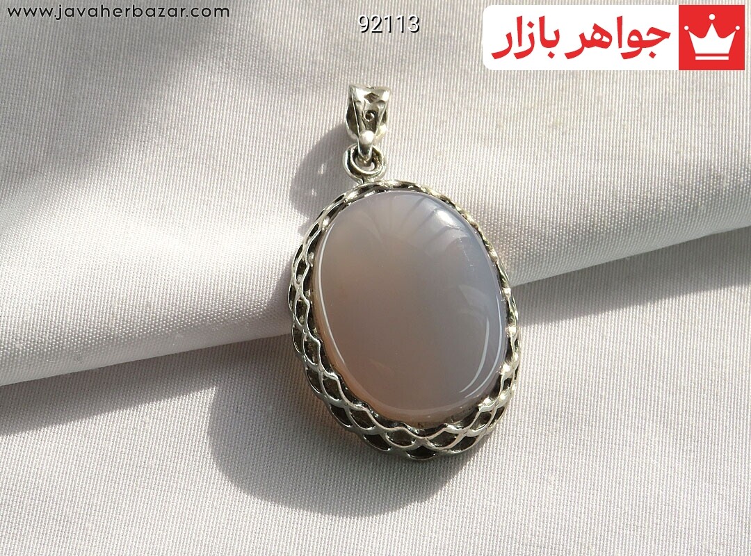گردنبند نقره عقیق کبود درشت زیبا