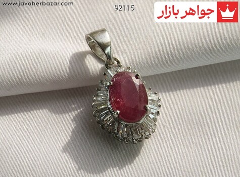 گردنبند نقره یاقوت سرخ پر نگین - 92115