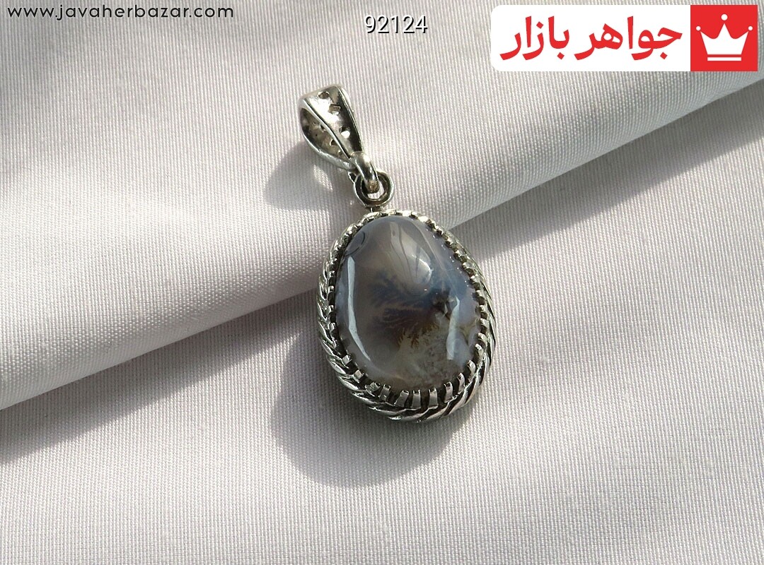 آویز نقره عقیق شجر قائنات دامله خوش نقش
