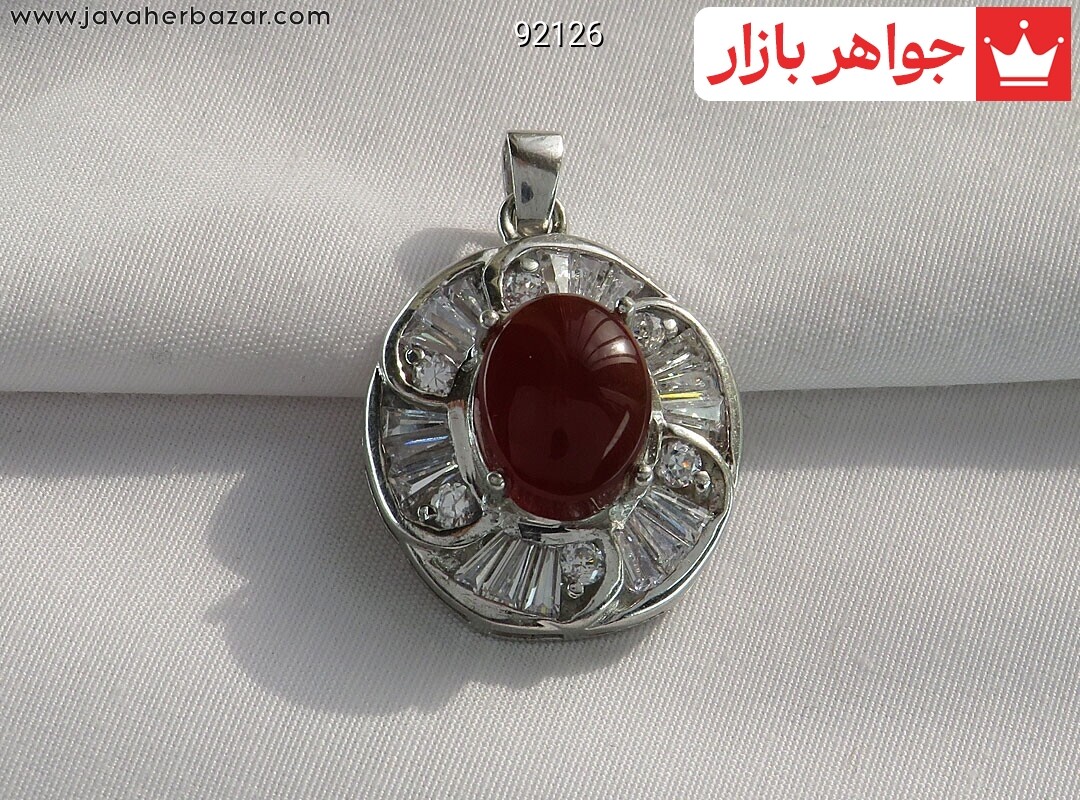 گردنبند نقره عقیق یمنی قرمز طرح نغمه