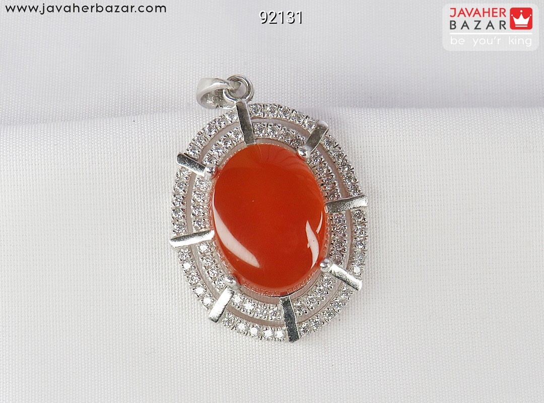 آویز نقره عقیق یمنی نارنجی خوشرنگ