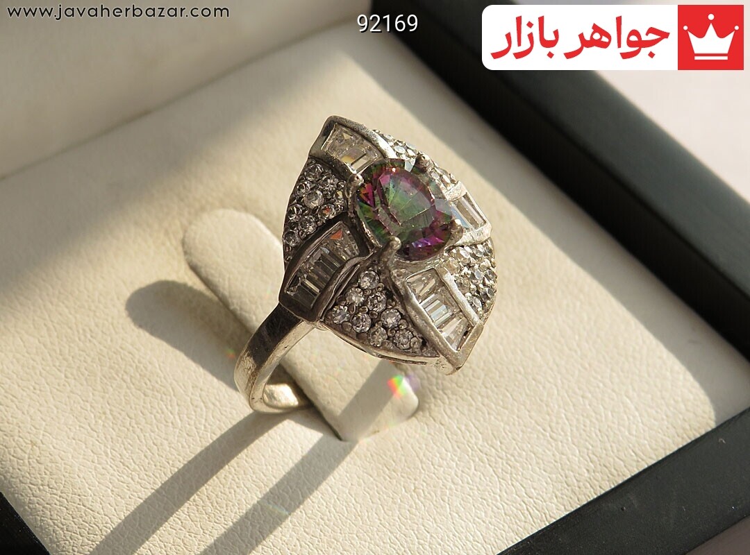 انگشتر نقره توپاز هفت رنگ سنتاتیک زنانه انگشتر نقره توپاز هفت رنگ سنتاتیک زنانه