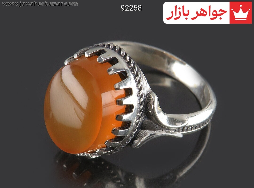 انگشتر نقره عقیق یمنی نارنجی شیک مردانه