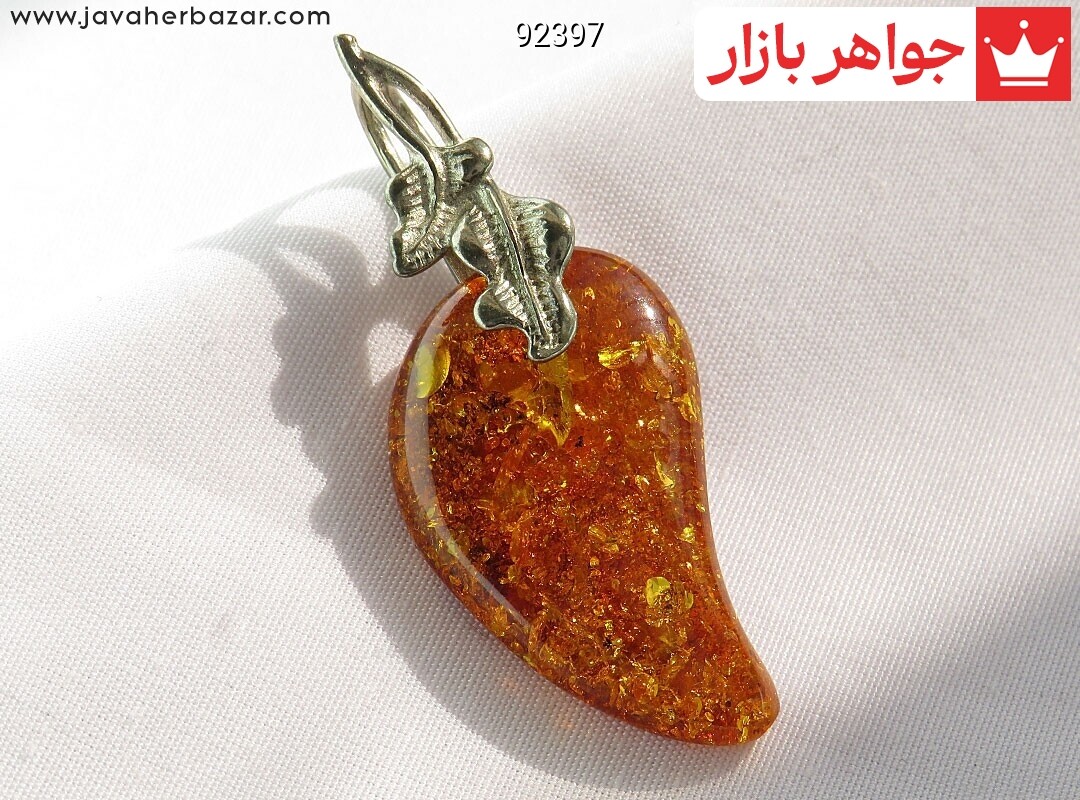 پلاک نقره کهربا بولونی لهستان خاص