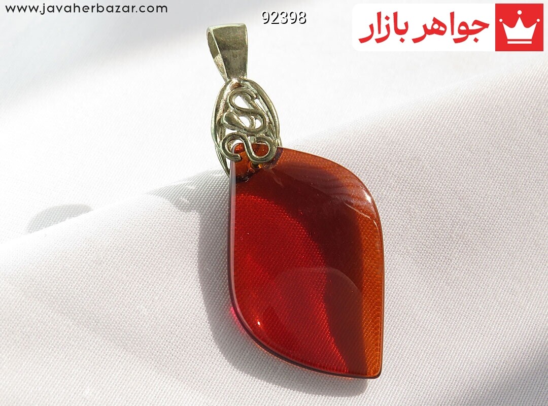 آویز نقره کهربا بولونی لهستان خوشرنگ