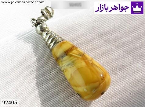 مدال کهربا بولونی لهستان زنانه گردنبند نقره کهربا بولونی لهستان زرد زنانه - 92405