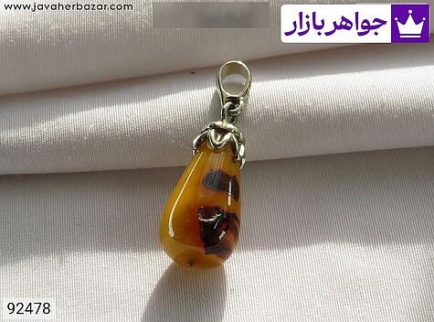 مدال کهربا بولونی لهستان زنانه گردنبند نقره کهربا بولونی لهستان بی نظیر زنانه - 92478