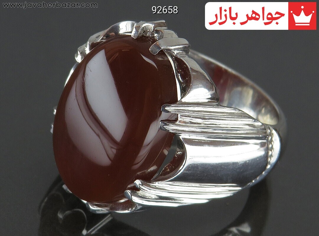 انگشتر نقره عقیق یمنی درشت فاخر مردانه دست ساز