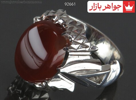 انگشتر نقره عقیق یمن درشت بی نظیر مردانه دست ساز - 92661