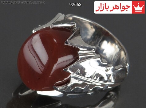 انگشتر نقره عقیق یمنی فاخر مردانه دست ساز - 92663
