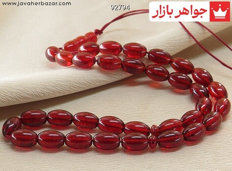تسبیح کهربا بولونی لهستان 33 دانه سرخ