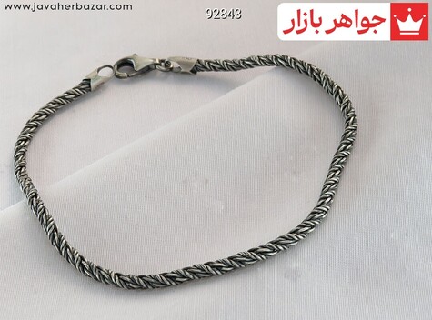 دستبند نقره طرح بافت مردانه ایتالیایی - 92843