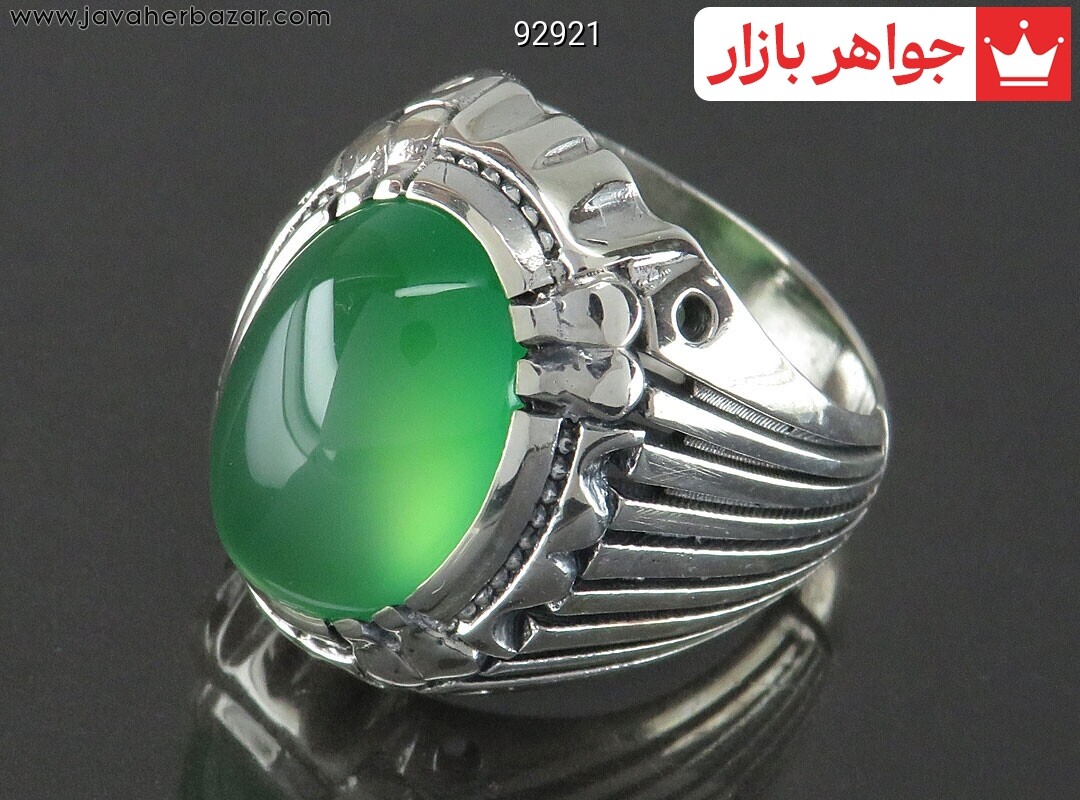 انگشتر نقره عقیق سبز خوشرنگ مردانه انگشتر نقره عقیق سبز خوشرنگ مردانه