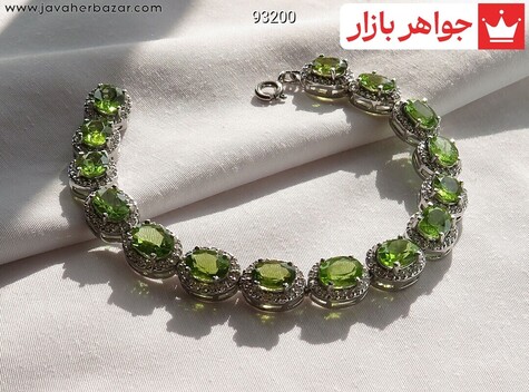 دستبند نقره زبرجد اشرافی زنانه