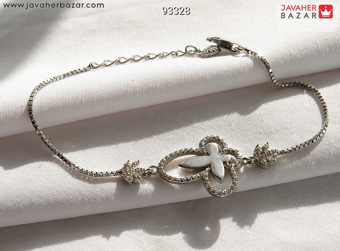دستبند نقره طرح پروانه زنانه