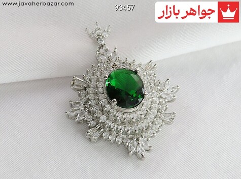 گردنبند نقره زمرد سنتاتیک - 93457