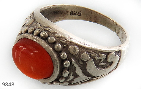 انگشتر نقره عقیق یمنی قرمز سبک قدیمی مردانه - 9348