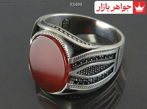 انگشتر نقره عقیق میکروستینگ مردانه - 93499