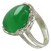 انگشتر نقره عقیق سبز زنانه