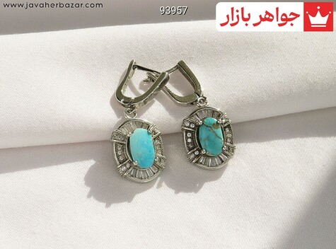 گوشواره نقره فیروزه نیشابوری طرح سوران - 93957