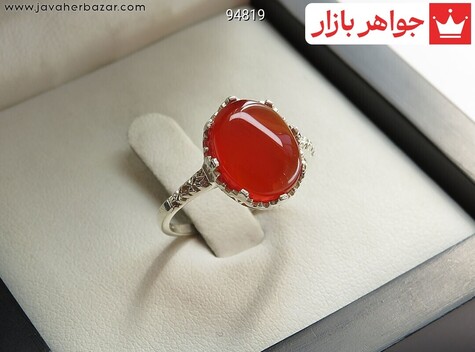 انگشتر نقره عقیق یمنی قرمز سرخ زنانه - 94819