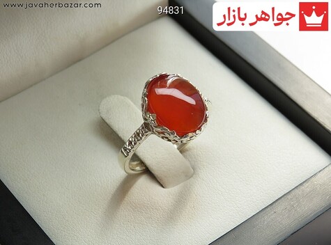 انگشتر نقره عقیق یمنی قرمز سرخ زنانه - 94831