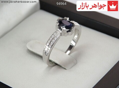 انگشتر نقره یاقوت کبود زنانه - 94964