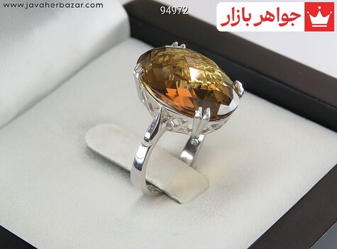 انگشتر نقره کوارتز لیمویی زنانه - 94972