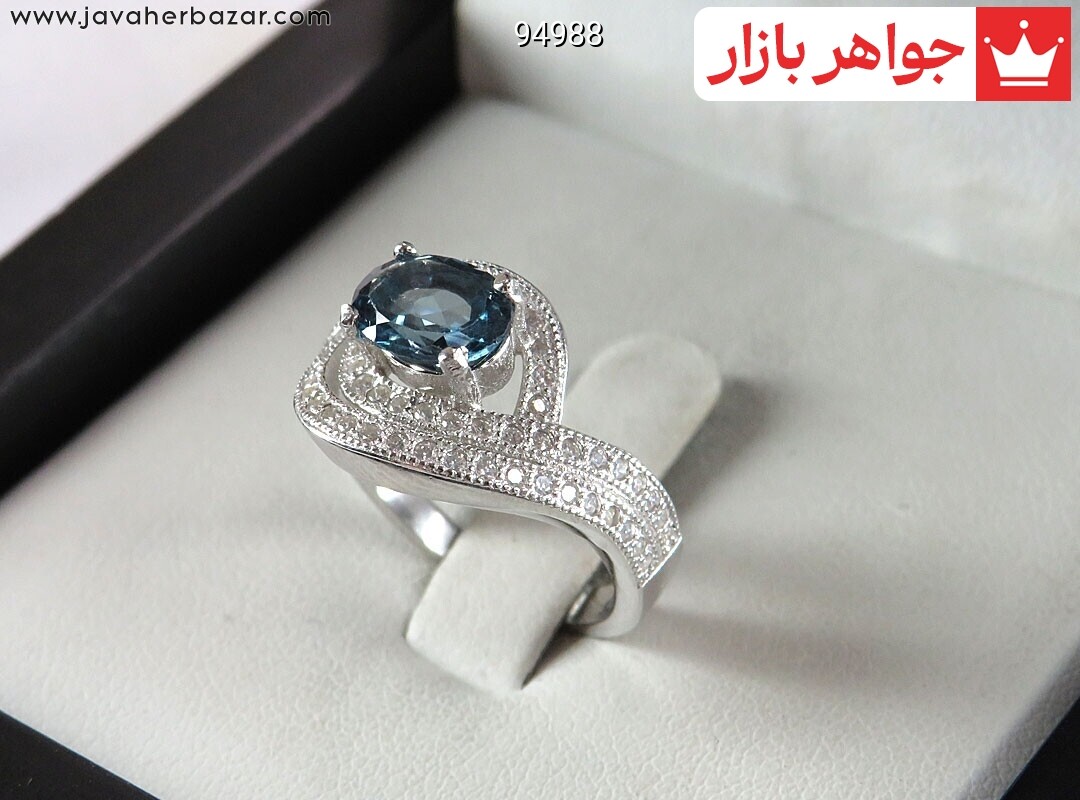 تصویر عکس خرید ، قیمت و خواص انگشتر توپاز لندن آبی زنانه اصل