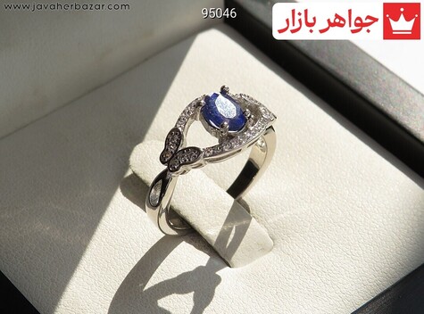 انگشتر نقره یاقوت آفریقایی کبود زنانه - 95046