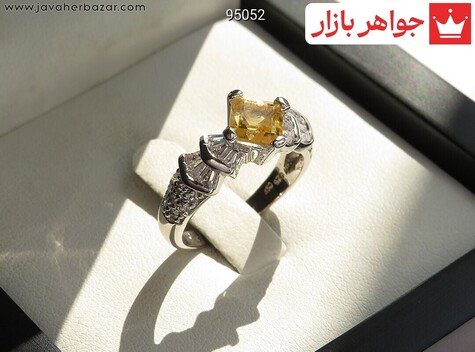 انگشتر نقره سیترین طرح زحل زنانه - 95052