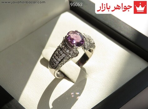 انگشتر نقره آمتیست طرح سارا زنانه - 95063