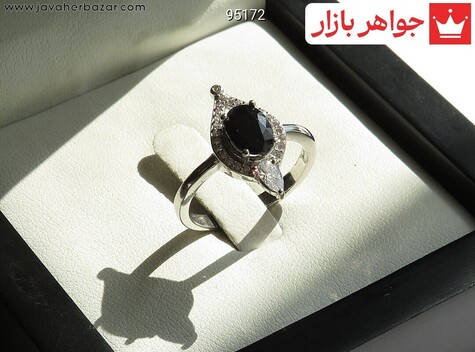 انگشتر نقره یاقوت آفریقایی کبود خاص زنانه - 95172