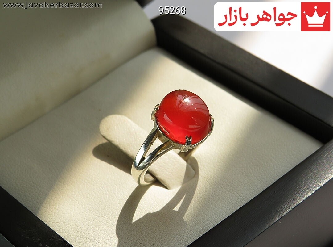 انگشتر نقره عقیق یمنی قرمز سرخ زنانه