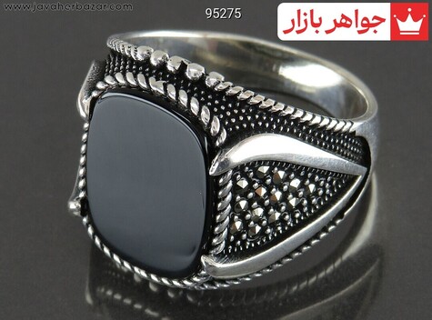 انگشتر نقره عقیق سیاه جذاب مردانه