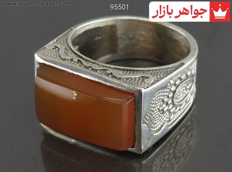 انگشتر نقره عقیق یمن کلاسیک مردانه - 95501