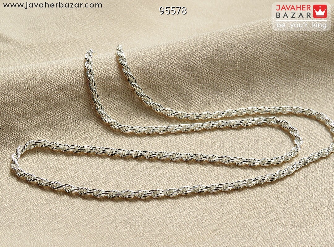 زنجیر نقره 50 سانتی طرح طنابی ایتالیایی
