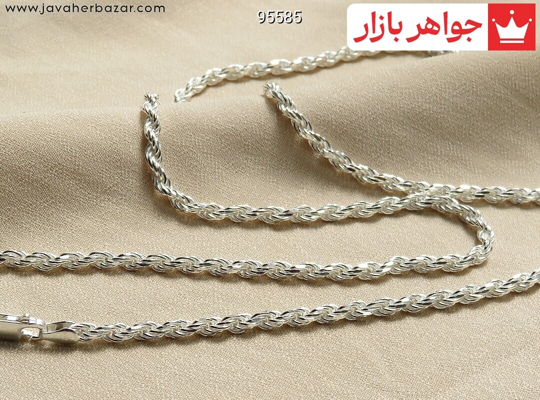 زنجیر نقره 60 سانتی طنابی ایتالیایی