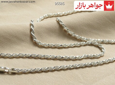 زنجیر نقره 60 سانتی طنابی ایتالیایی - 95585
