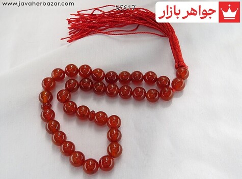 تسبیح عقیق قرمز 33 دانه 8 میل خوش تراش - 95617