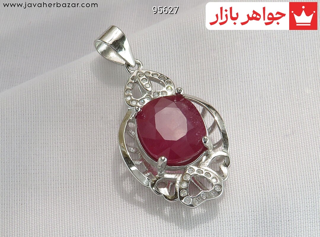 گردنبند نقره یاقوت صورتی طرح بهناز