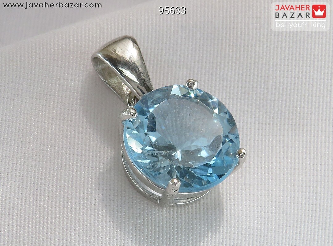 آویز نقره توپاز طرح باران