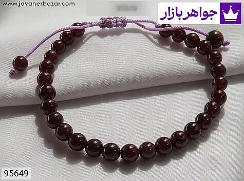 دستبند گارنت دستبند گارنت تراش گرد - 95649