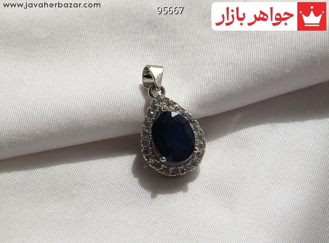 پلاک نقره یاقوت آفریقایی کبود طرح شایلین