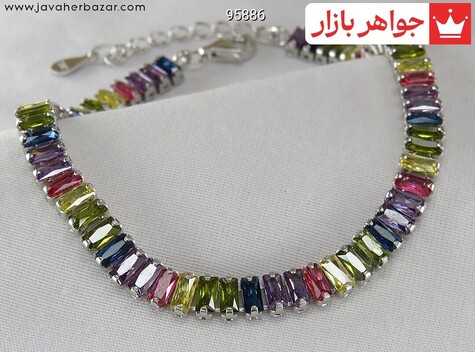 دستبند نقره رنگارنگ طرح نشاط زنانه - 95886