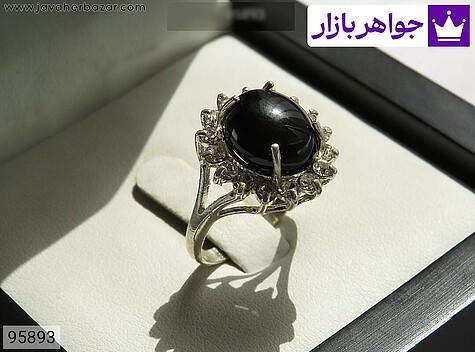 انگشتر نقره عقیق سیاه مشکی طرح زری تا سایز 60 زنانه - 95893