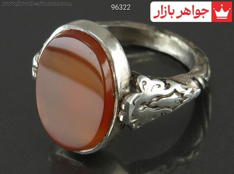 انگشتر نقره عقیق یمنی نارنجی خوش رنگ مردانه